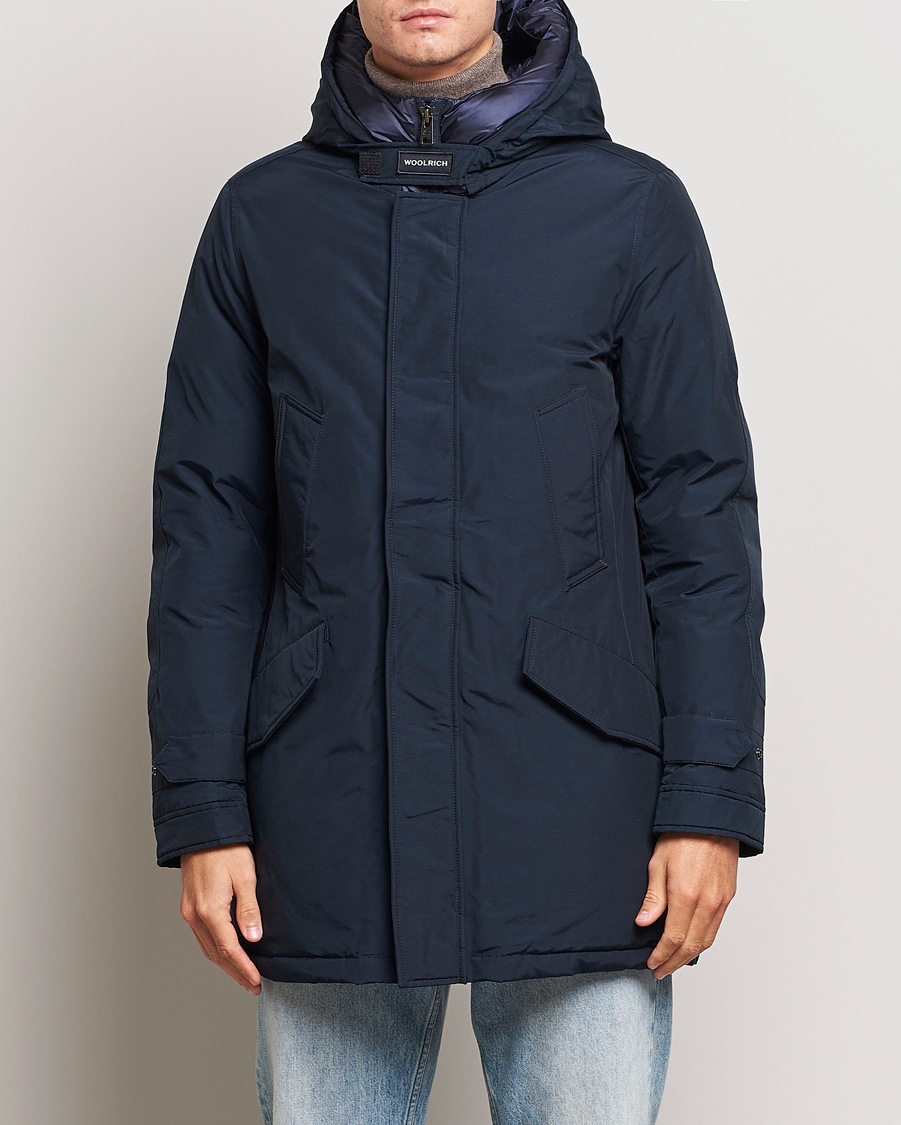 Herre | Jakker | Woolrich | Polar High Collar Parka Melton Blue