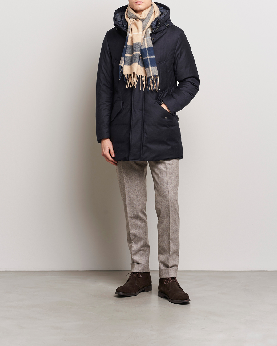 Herre | Jakker | Woolrich | Luxe Loro Piana Long Parka Melton Blue