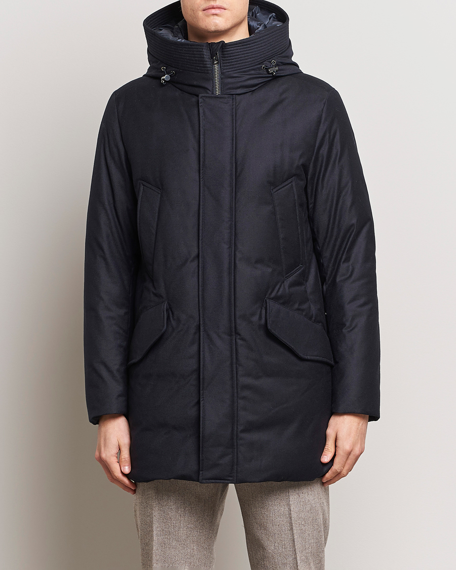 Herre | Jakker | Woolrich | Luxe Loro Piana Long Parka Melton Blue
