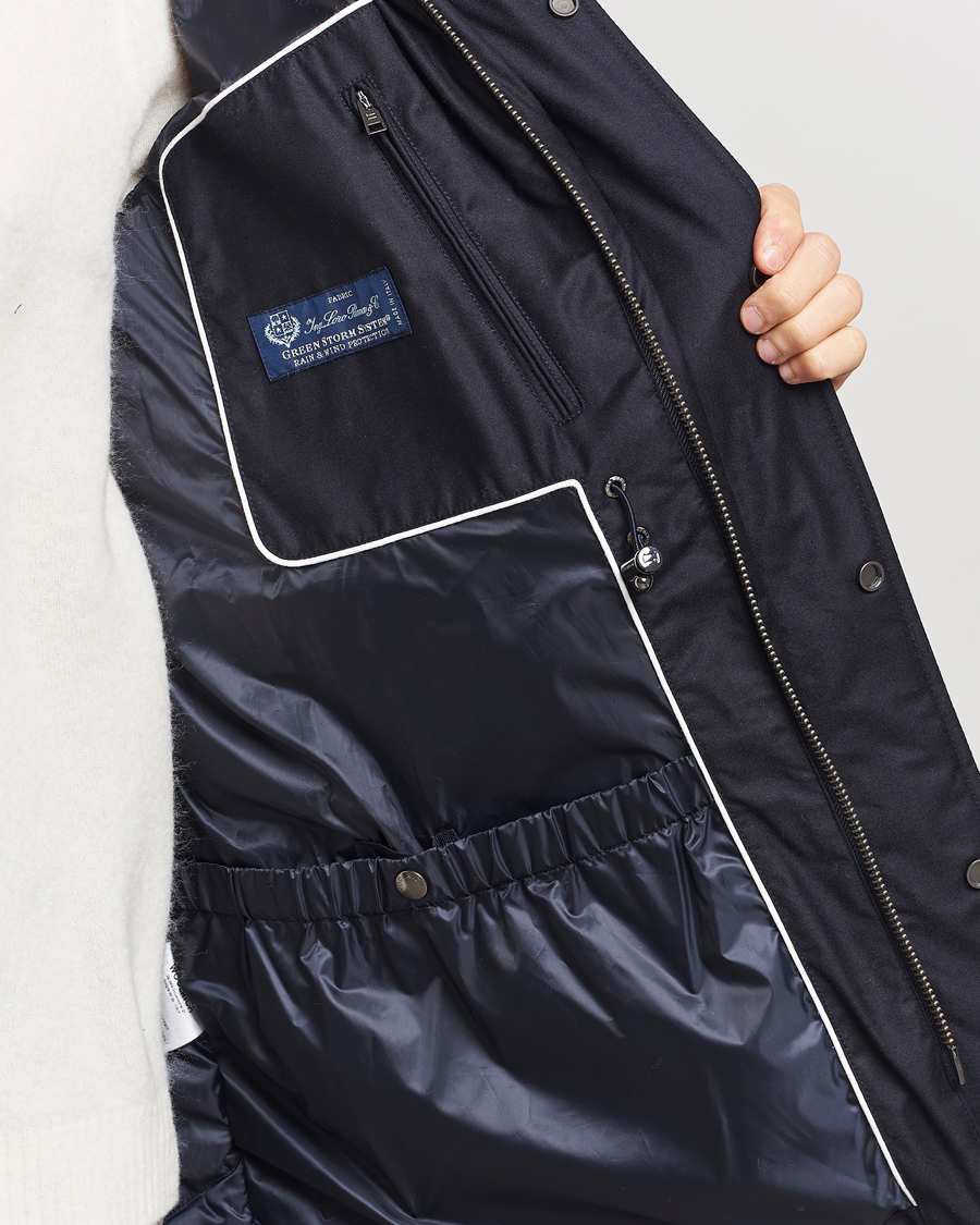 Herre | Jakker | Woolrich | Luxe Loro Piana Long Parka Melton Blue