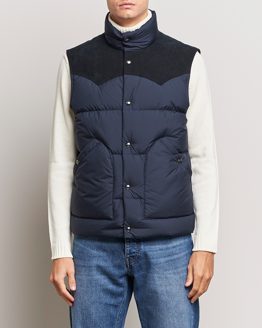 Herre | Jakker | Woolrich | Western Down Vest Melton Blue