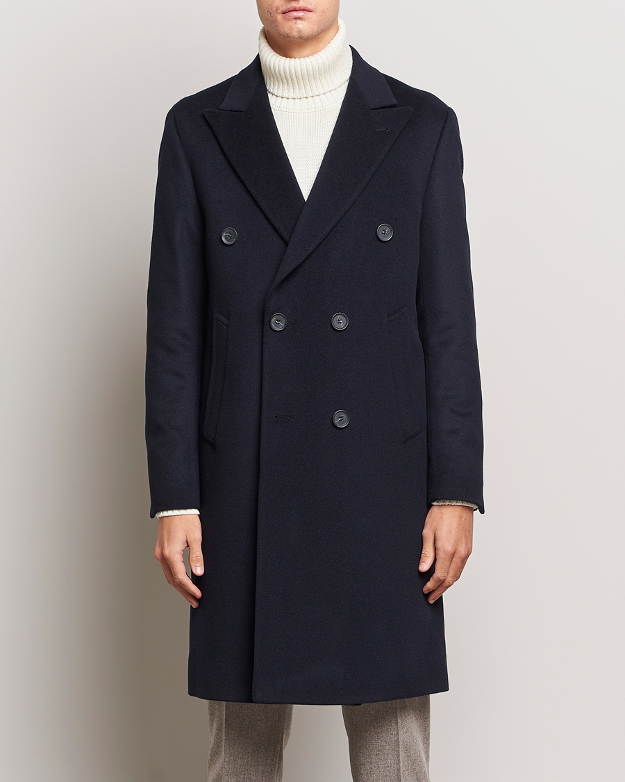 Herre | Jakker | Oscar Jacobson | Slater Wool/Cashmere Double Breasted Coat Navy