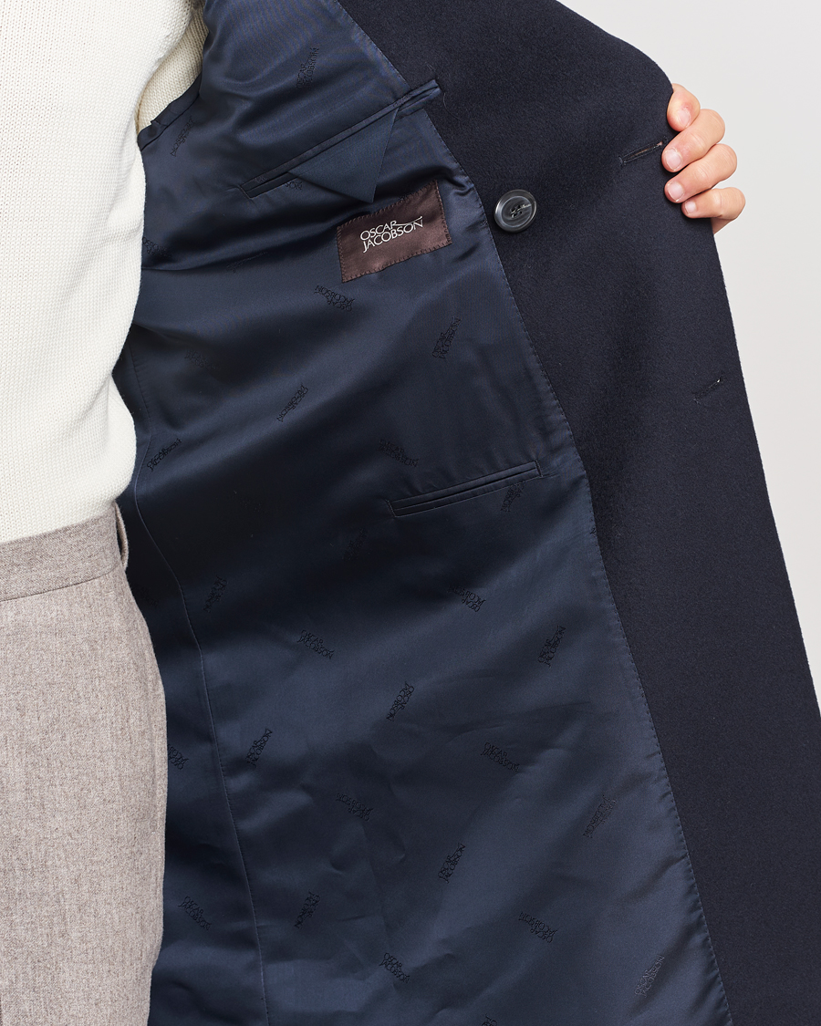 Herre | Jakker | Oscar Jacobson | Slater Wool/Cashmere Double Breasted Coat Navy