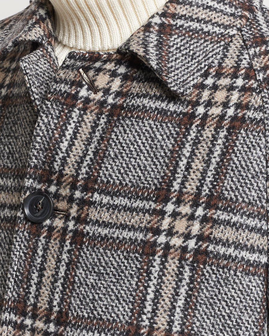 Herre | Jakker | Oscar Jacobson | Sala Checked Raglan Wool Coat Brown