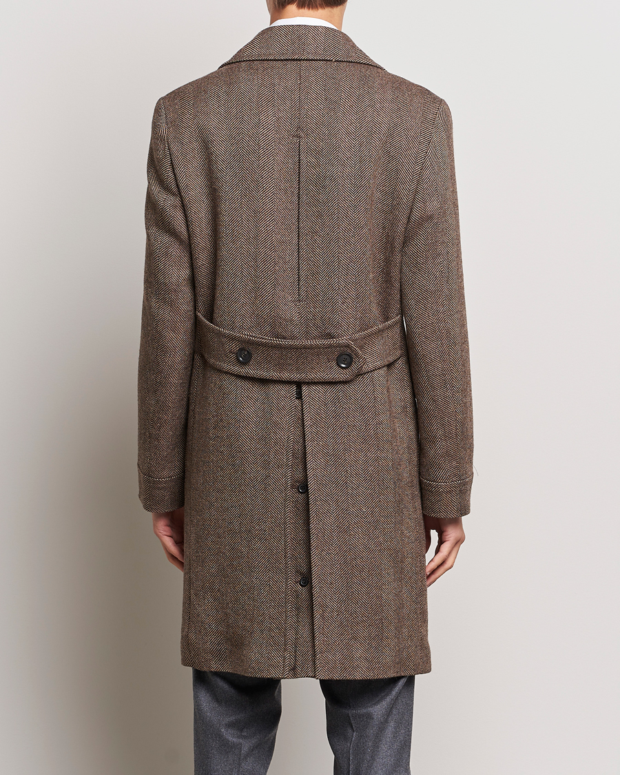 Herre | Jakker | Oscar Jacobson | Polo Wool Herringbone Coat Brown