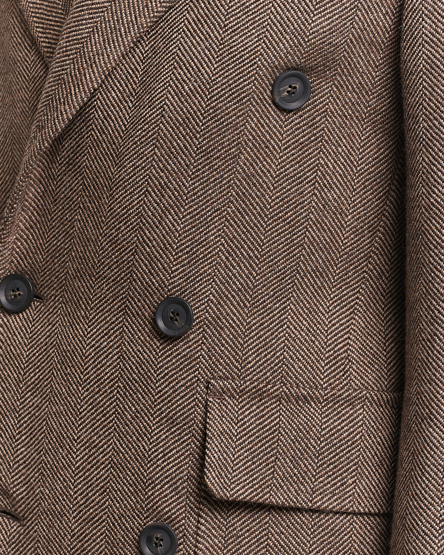 Herre | Jakker | Oscar Jacobson | Polo Wool Herringbone Coat Brown