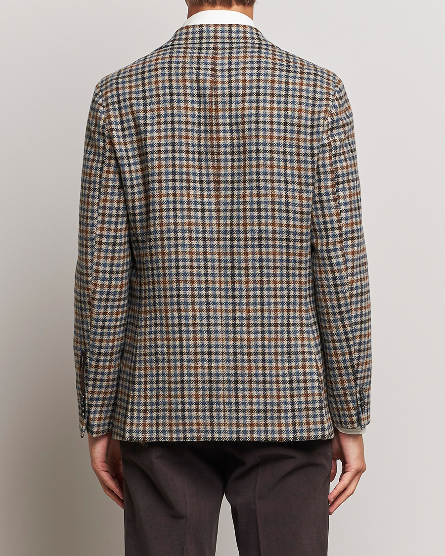 Herre | Dressjakker | Oscar Jacobson | Fogerty Soft Small Checked Wool Blazer Blue/Brown