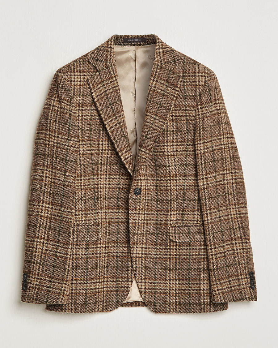 Herre | Dressjakker | Oscar Jacobson | Fogerty Soft Checked Wool Blazer Brown