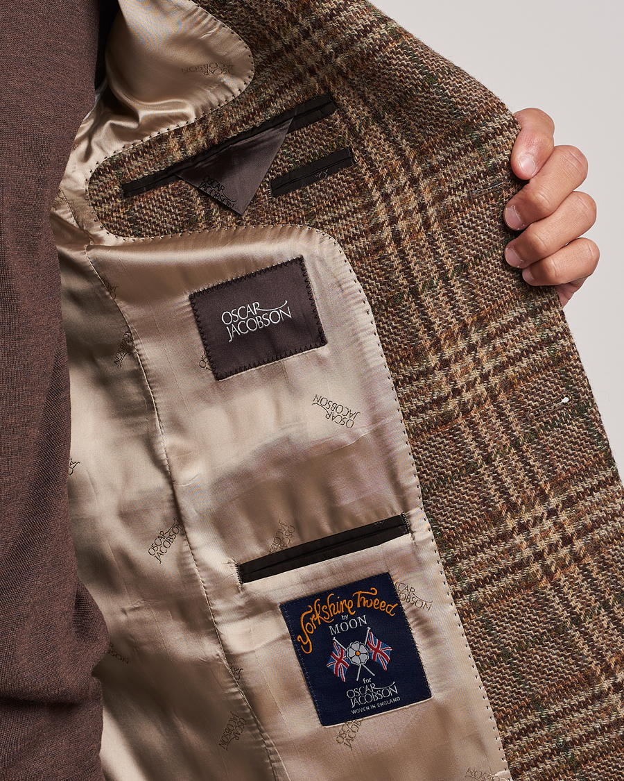 Herre | Dressjakker | Oscar Jacobson | Fogerty Soft Checked Wool Blazer Brown