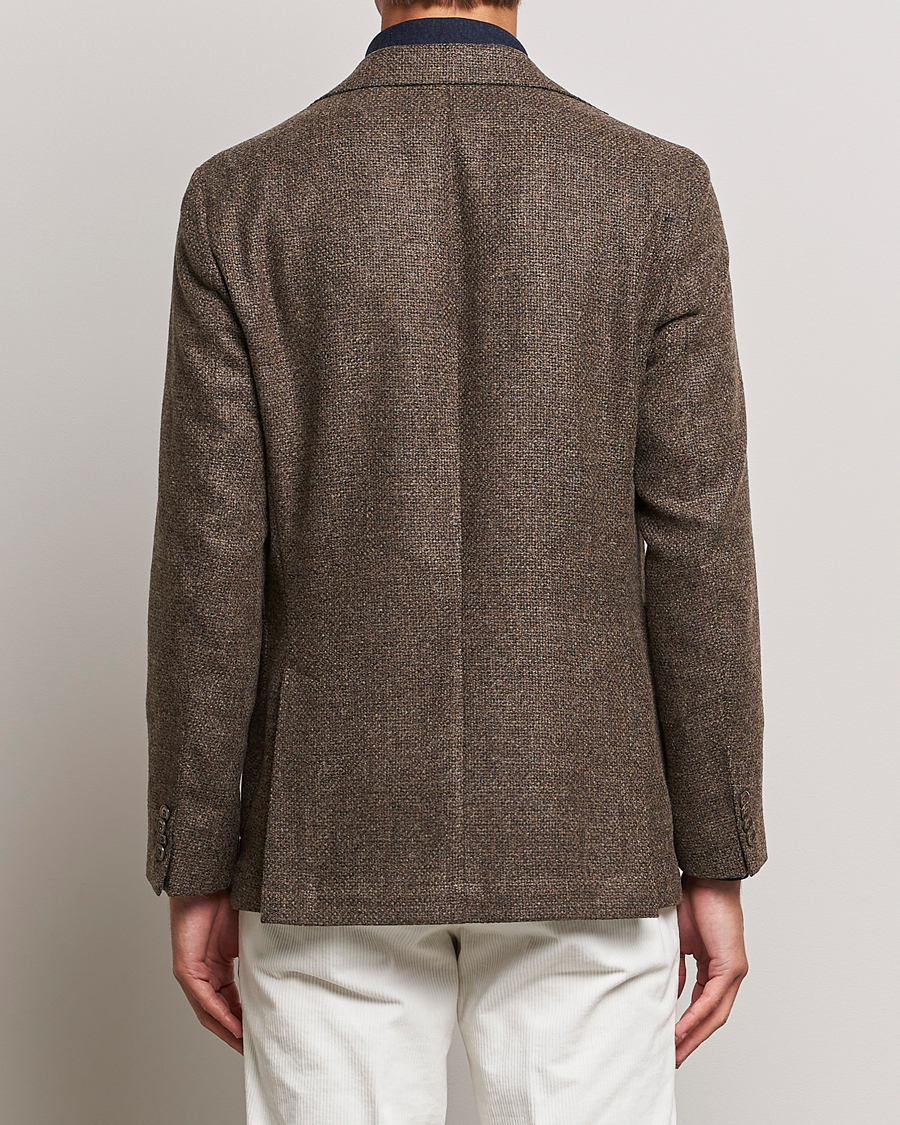 Herre | Dressjakker | Oscar Jacobson | Ferry Patch Hopsack Wool/Cotton/Cashmere Blazer Brown