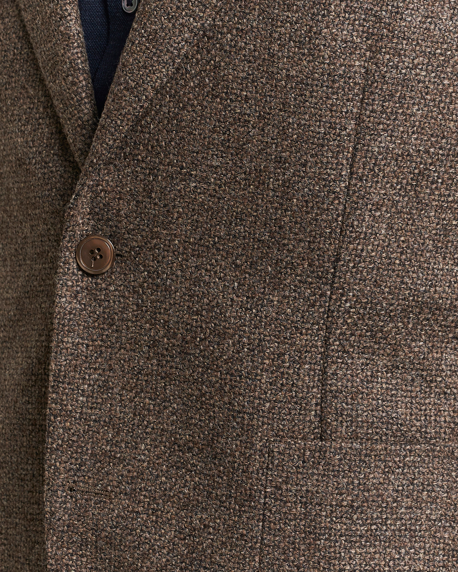 Herre | Dressjakker | Oscar Jacobson | Ferry Patch Hopsack Wool/Cotton/Cashmere Blazer Brown