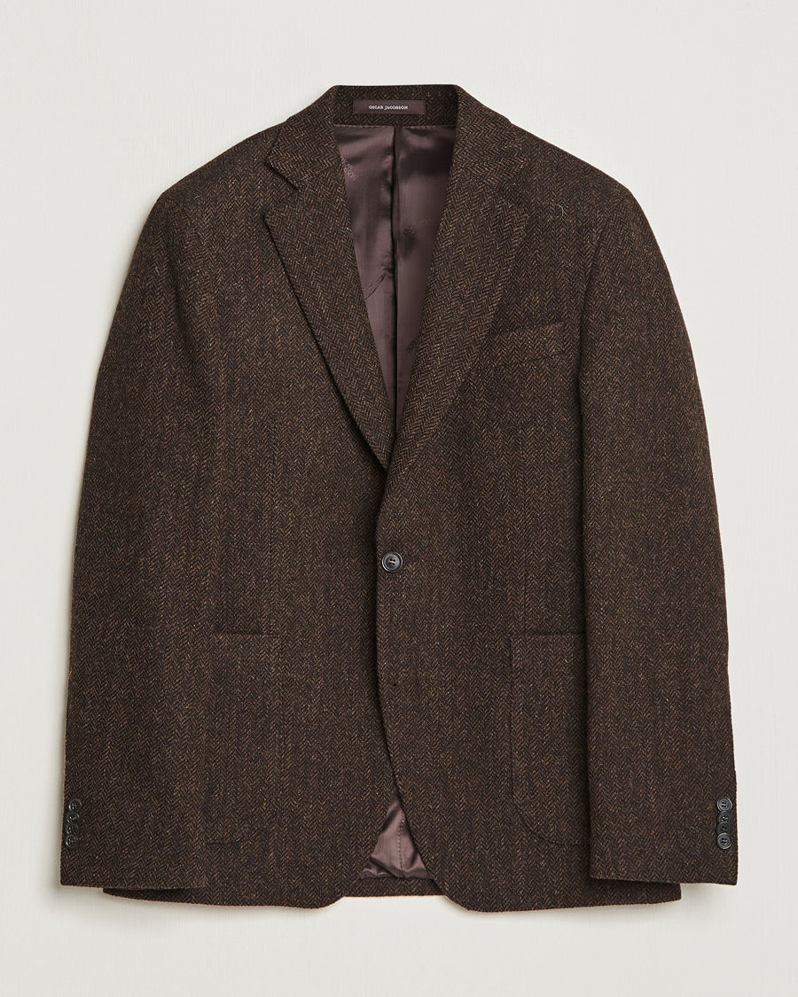 Herre | Dressjakker | Oscar Jacobson | Fogerty Moon Herringbone Tweed Blazer Brown