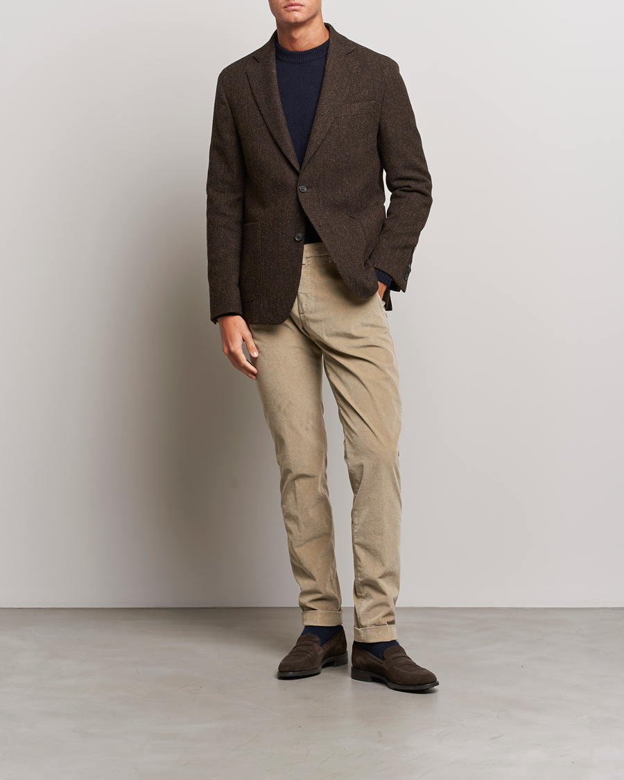Herre | Dressjakker | Oscar Jacobson | Fogerty Moon Herringbone Tweed Blazer Brown