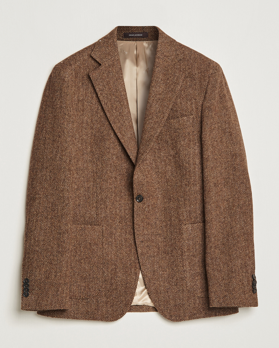 Herre | Dressjakker | Oscar Jacobson | Fogerty Moon Herringbone Tweed Blazer Beige