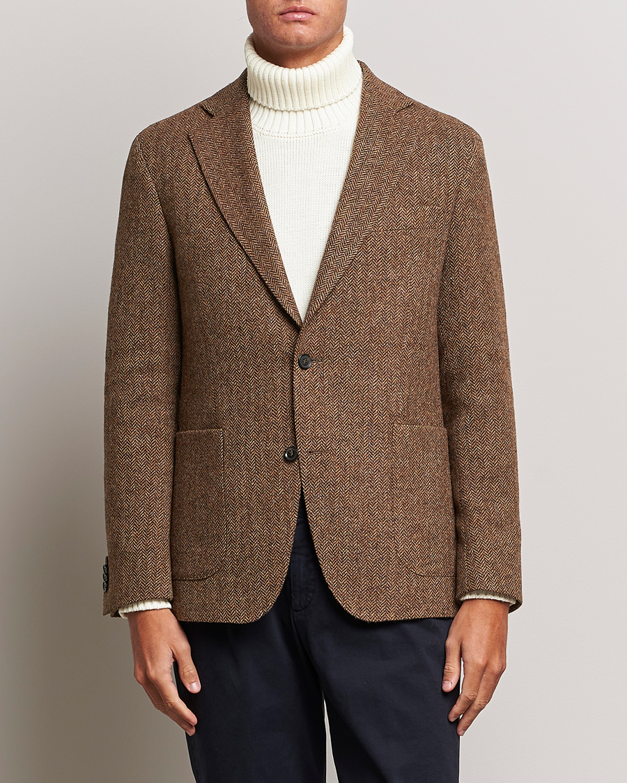 Herre |  | Oscar Jacobson | Fogerty Moon Herringbone Tweed Blazer Beige
