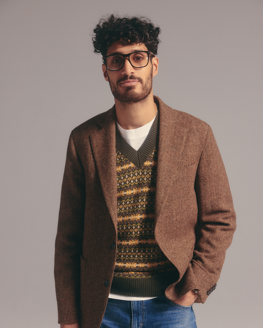 Herre | Dressjakker | Oscar Jacobson | Fogerty Moon Herringbone Tweed Blazer Beige