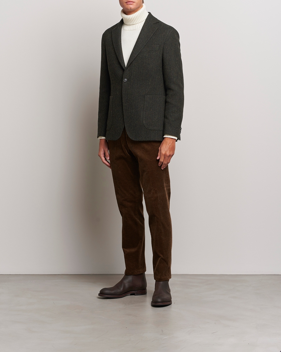 Herre | Dressjakker | Oscar Jacobson | Fogerty Moon Herringbone Tweed Blazer Green