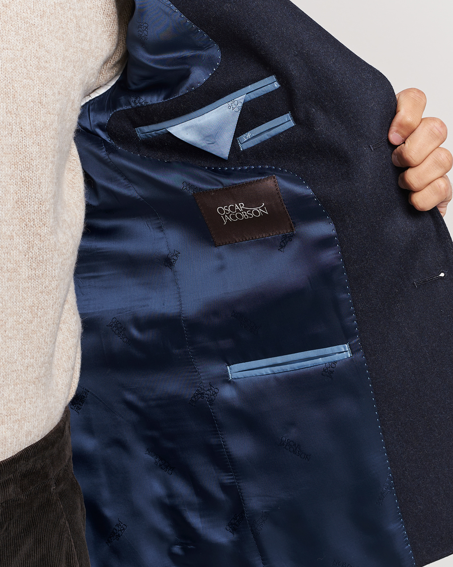 Herre | Dressjakker | Oscar Jacobson | Ego Wool Flannel Blazer Navy Melange