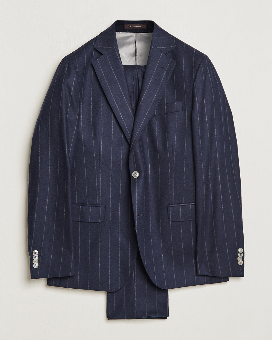 Herre | Dresser | Oscar Jacobson | Fogerty Denz Pinstripe Wool Suit Navy