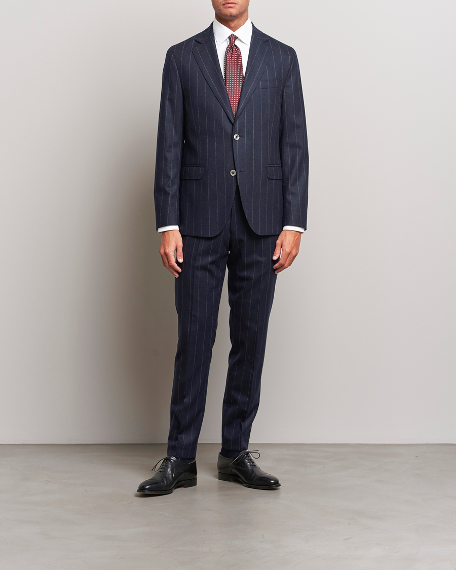 Herre | Dresser | Oscar Jacobson | Fogerty Denz Pinstripe Wool Suit Navy