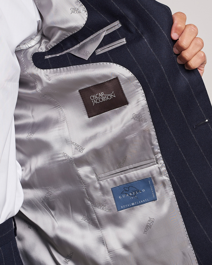 Herre | Dresser | Oscar Jacobson | Fogerty Denz Pinstripe Wool Suit Navy