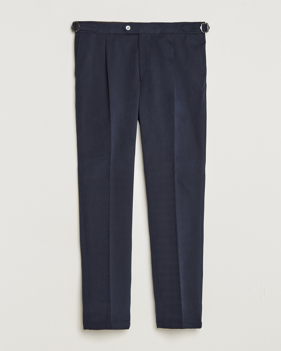 Herre |  | Oscar Jacobson | Delon Brushed Cotton Trousers Navy