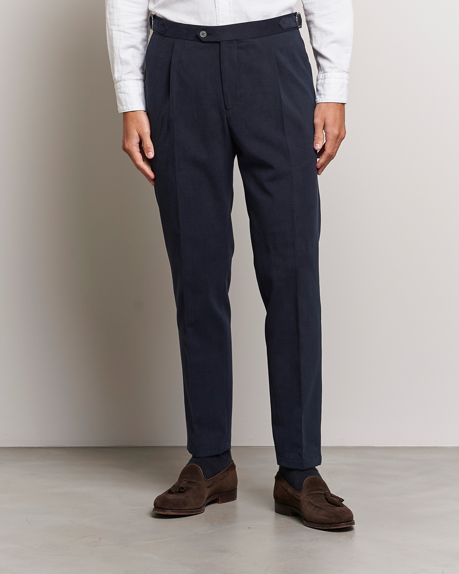 Herre |  | Oscar Jacobson | Delon Brushed Cotton Trousers Navy