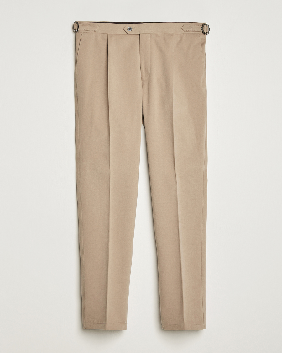 Herre | Bukser | Oscar Jacobson | Delon Brushed Cotton Trousers Beige