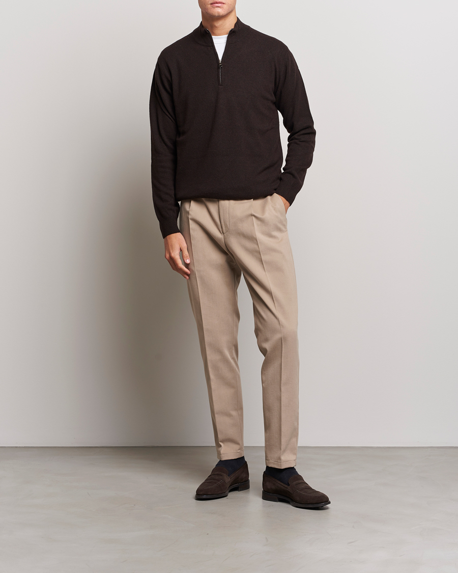 Herre | Bukser | Oscar Jacobson | Delon Brushed Cotton Trousers Beige