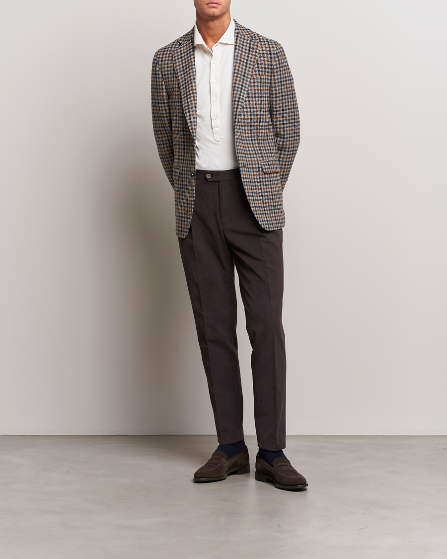 Herre | Bukser | Oscar Jacobson | Delon Brushed Cotton Trousers Brown