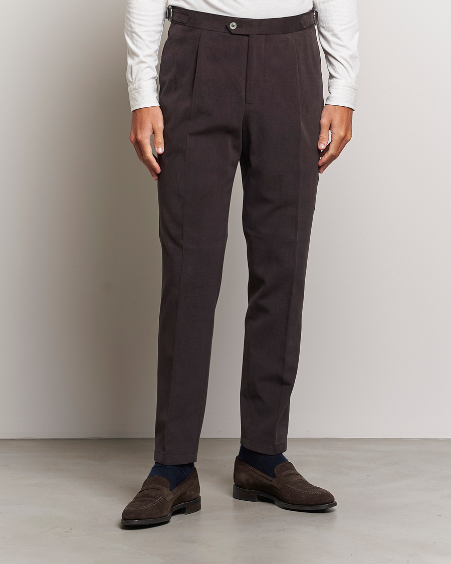 Herre |  | Oscar Jacobson | Delon Brushed Cotton Trousers Brown