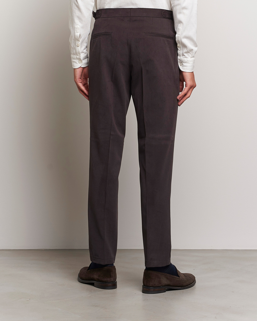 Herre | Bukser | Oscar Jacobson | Delon Brushed Cotton Trousers Brown