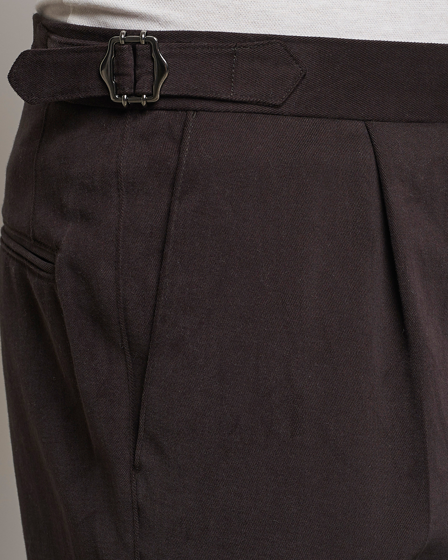 Herre | Bukser | Oscar Jacobson | Delon Brushed Cotton Trousers Brown