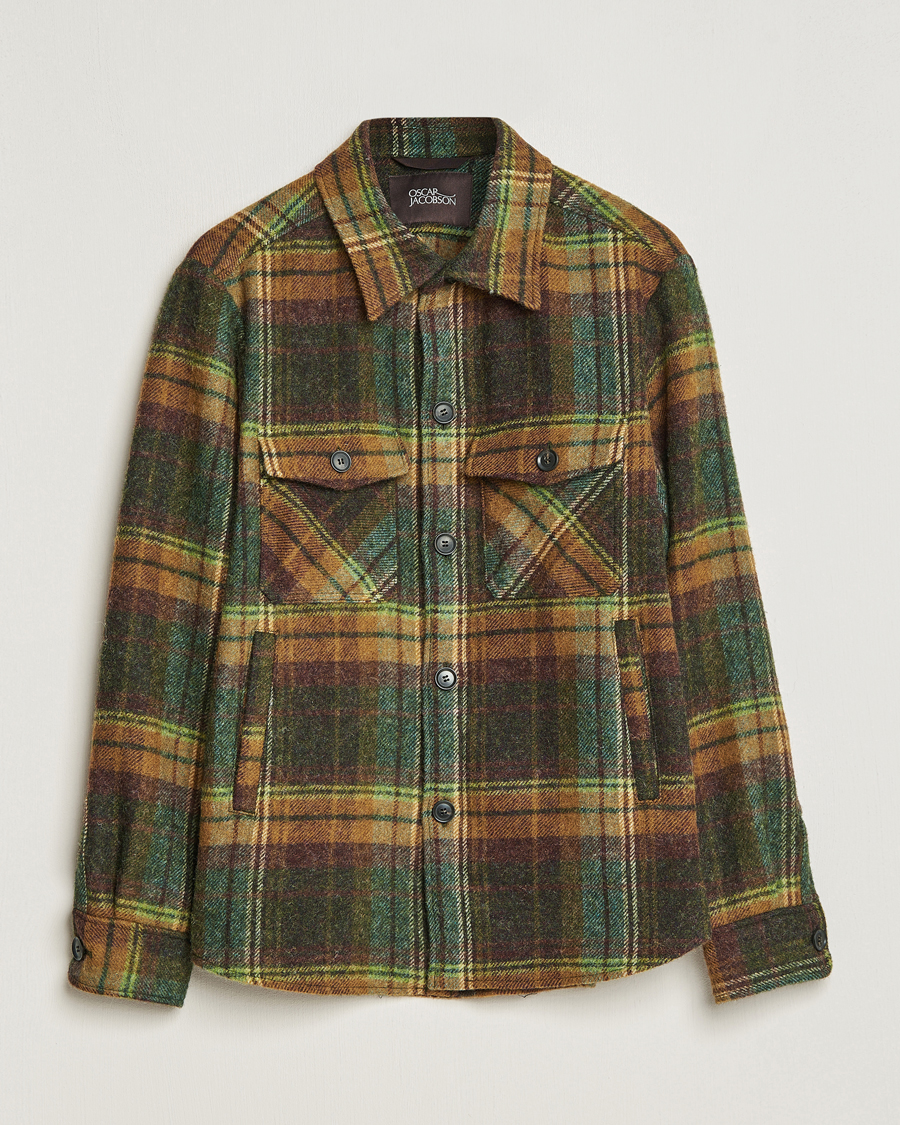 Herre | Skjorter | Oscar Jacobson | Maverick Moon Checked Overshirt Green