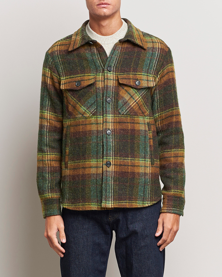 Herre | Skjorter | Oscar Jacobson | Maverick Moon Checked Overshirt Green