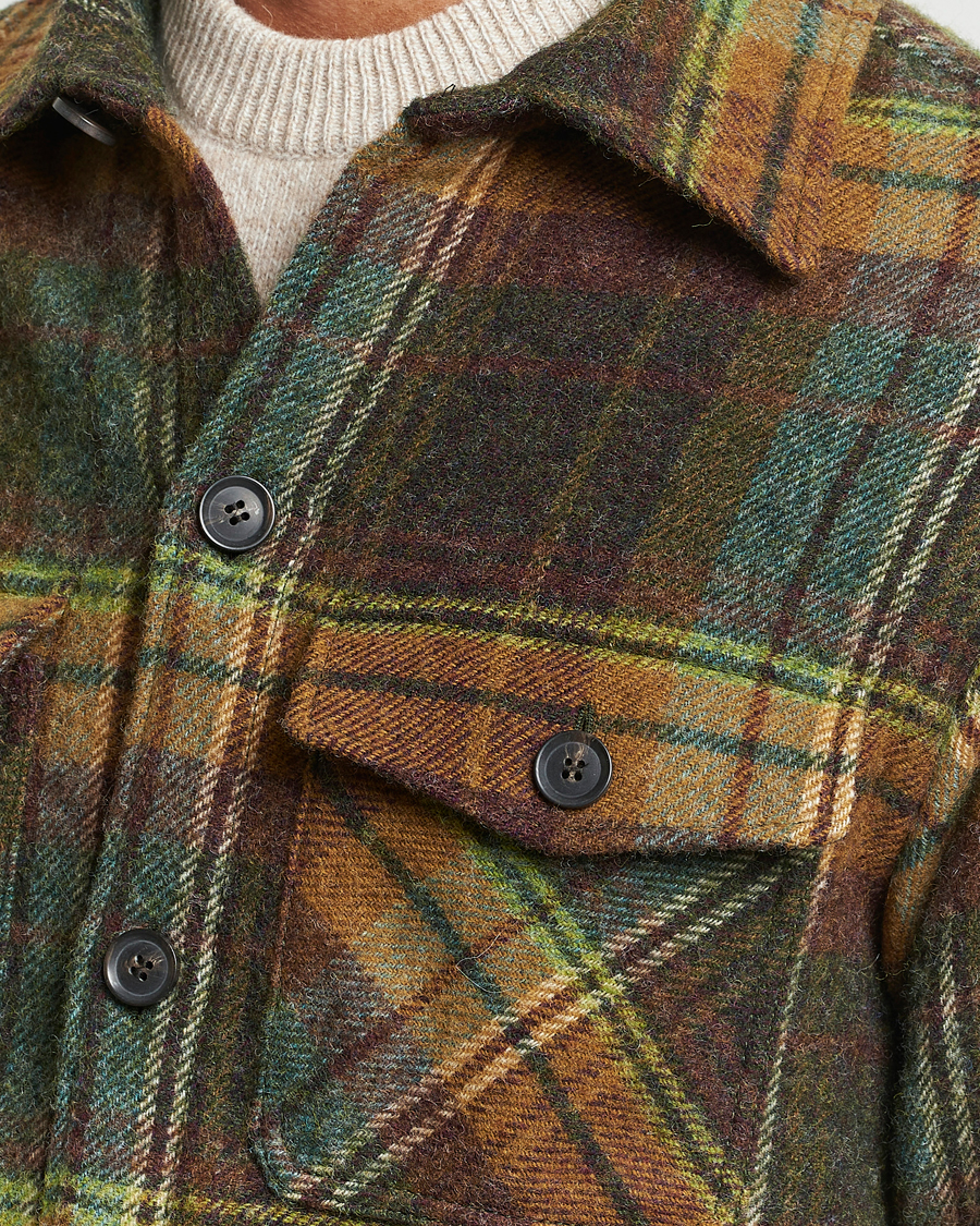 Herre | Skjorter | Oscar Jacobson | Maverick Moon Checked Overshirt Green