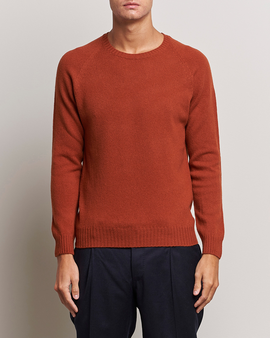 Herre |  | Oscar Jacobson | Kendal Raglan Wool Crewneck Orange