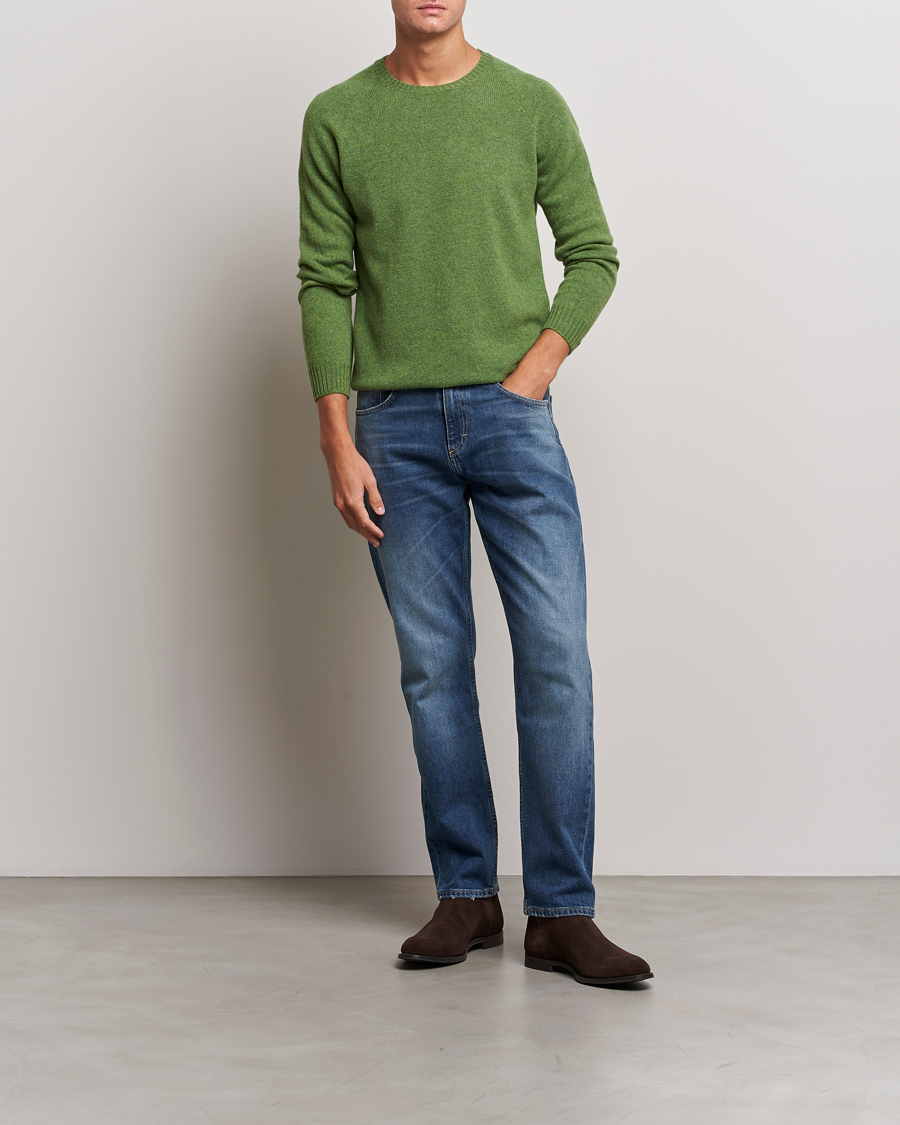 Herre | Gensere | Oscar Jacobson | Kendal Raglan Wool Crewneck Green