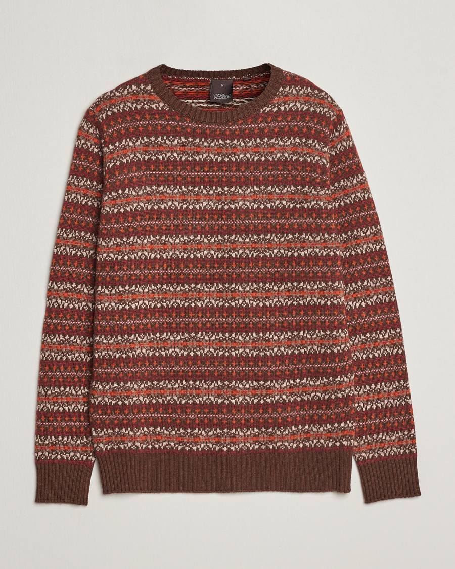 Herre | Gensere | Oscar Jacobson | Pete Fairisle Wool/Cashmere Crewneck Red
