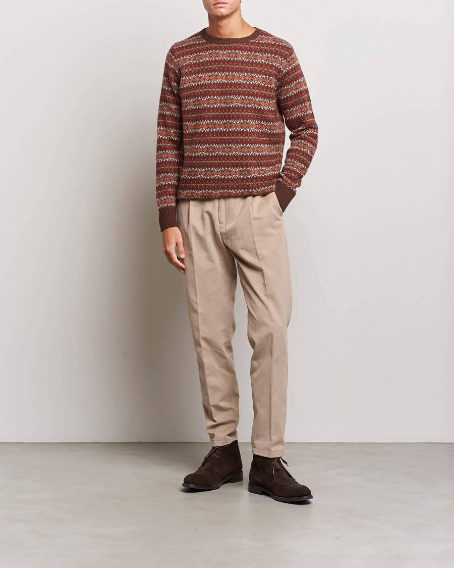 Herre | Gensere | Oscar Jacobson | Pete Fairisle Wool/Cashmere Crewneck Red