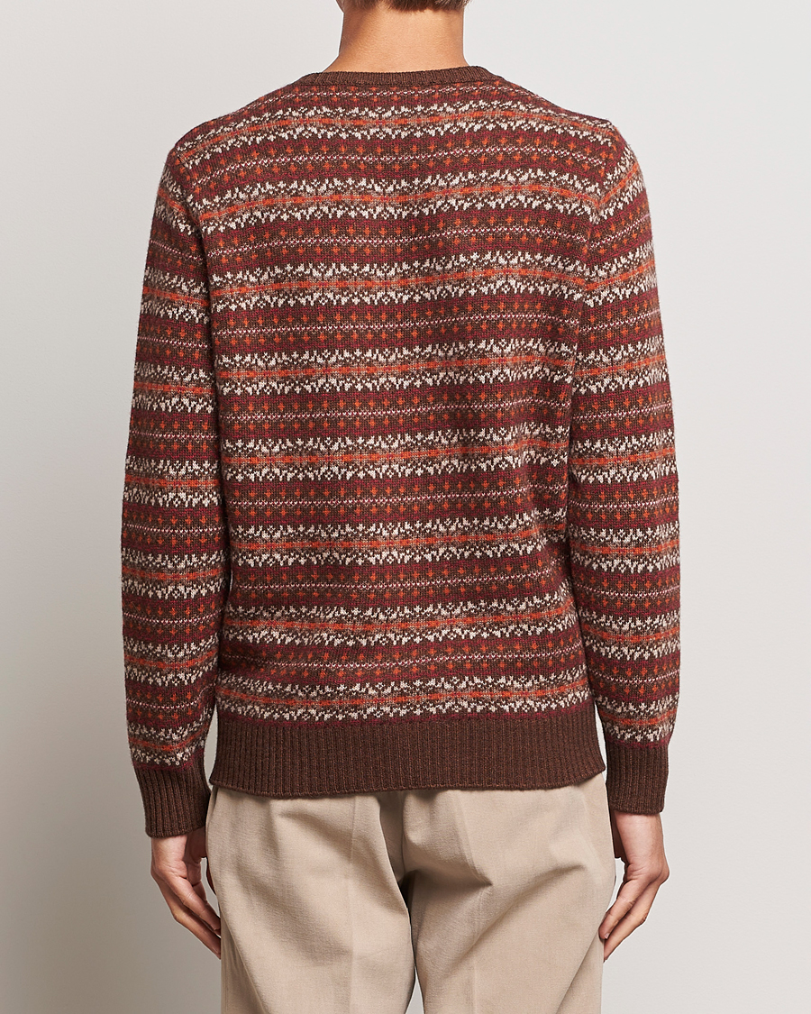 Herre | Gensere | Oscar Jacobson | Pete Fairisle Wool/Cashmere Crewneck Red