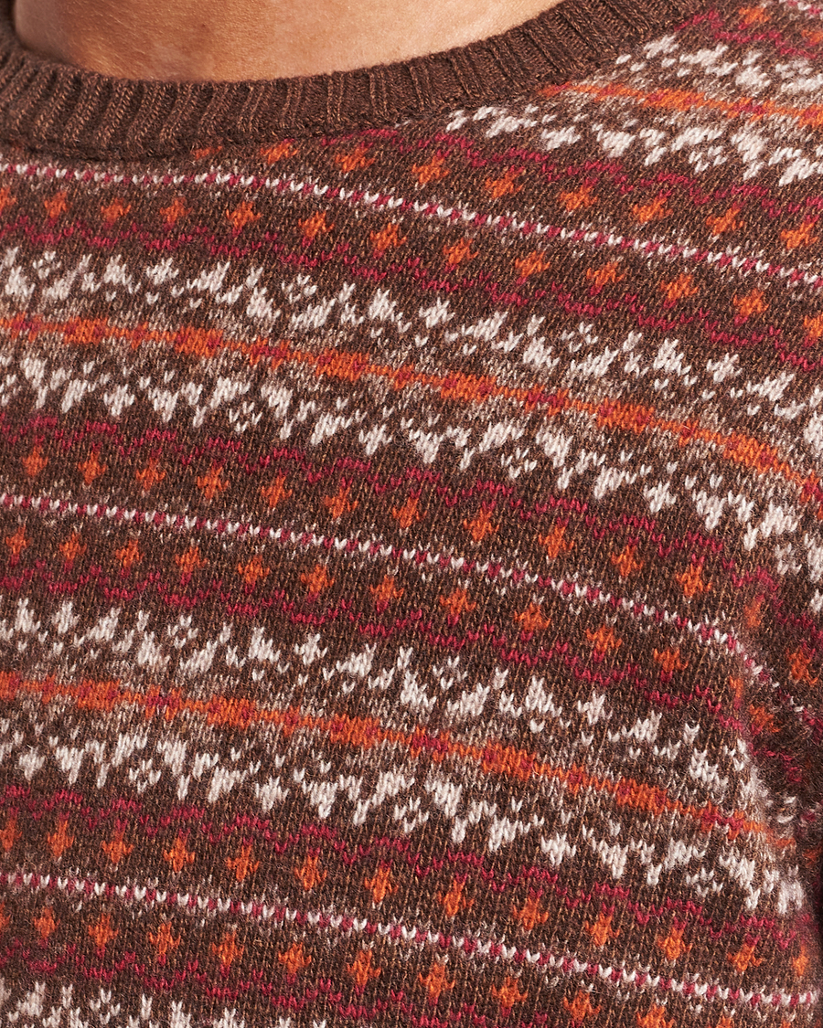 Herre | Gensere | Oscar Jacobson | Pete Fairisle Wool/Cashmere Crewneck Red