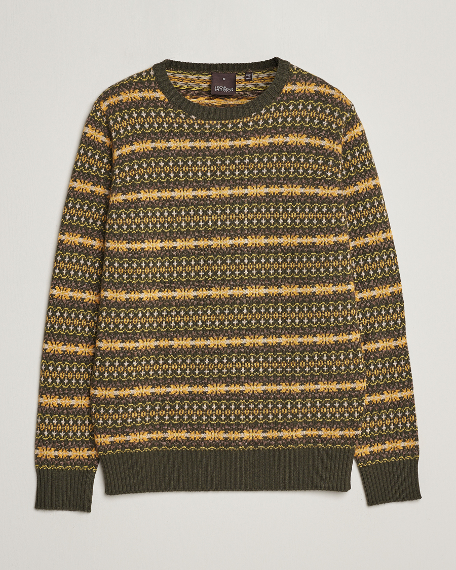Herre | Gensere | Oscar Jacobson | Pete Fairisle Wool/Cashmere Crewneck Green