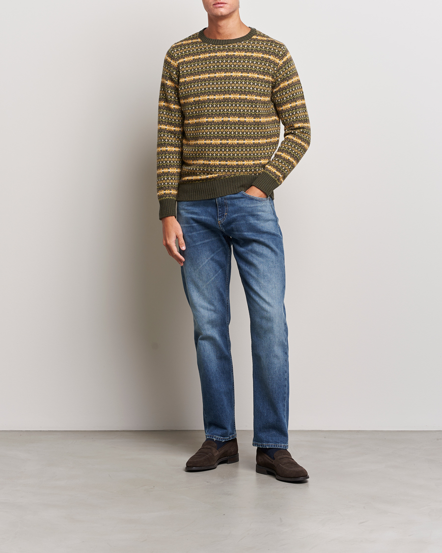 Herre | Gensere | Oscar Jacobson | Pete Fairisle Wool/Cashmere Crewneck Green