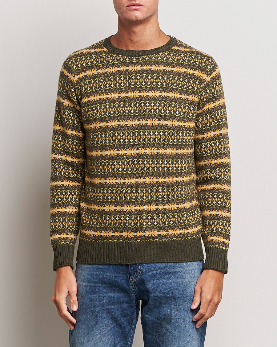 Herre | Gensere | Oscar Jacobson | Pete Fairisle Wool/Cashmere Crewneck Green