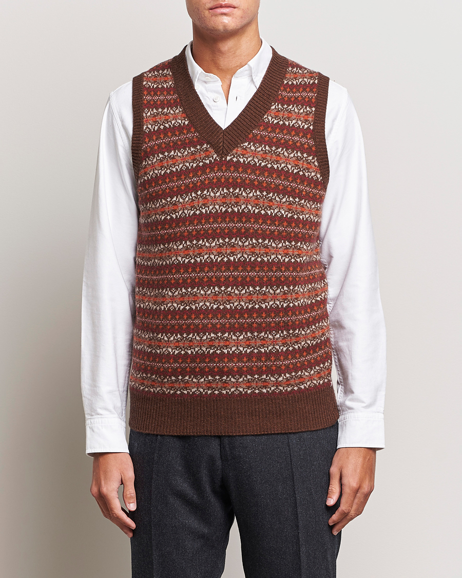Herre |  | Oscar Jacobson | Lucas Fairisle Wool/Cashmere Vest Red