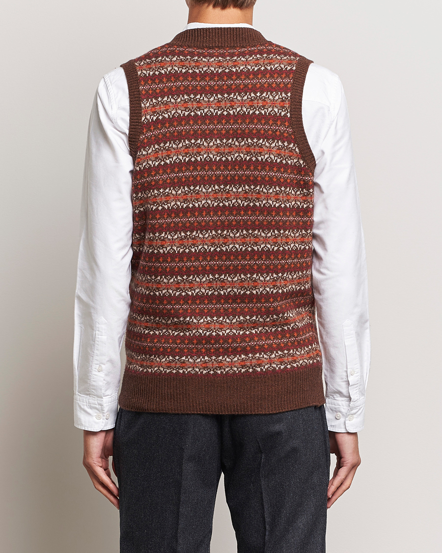 Herre | Gensere | Oscar Jacobson | Lucas Fairisle Wool/Cashmere Vest Red