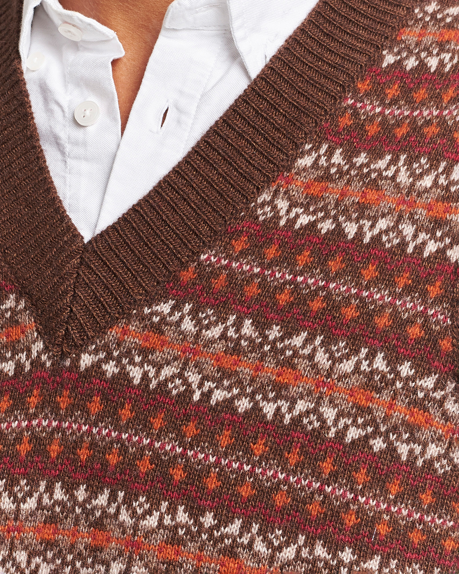 Herre | Gensere | Oscar Jacobson | Lucas Fairisle Wool/Cashmere Vest Red
