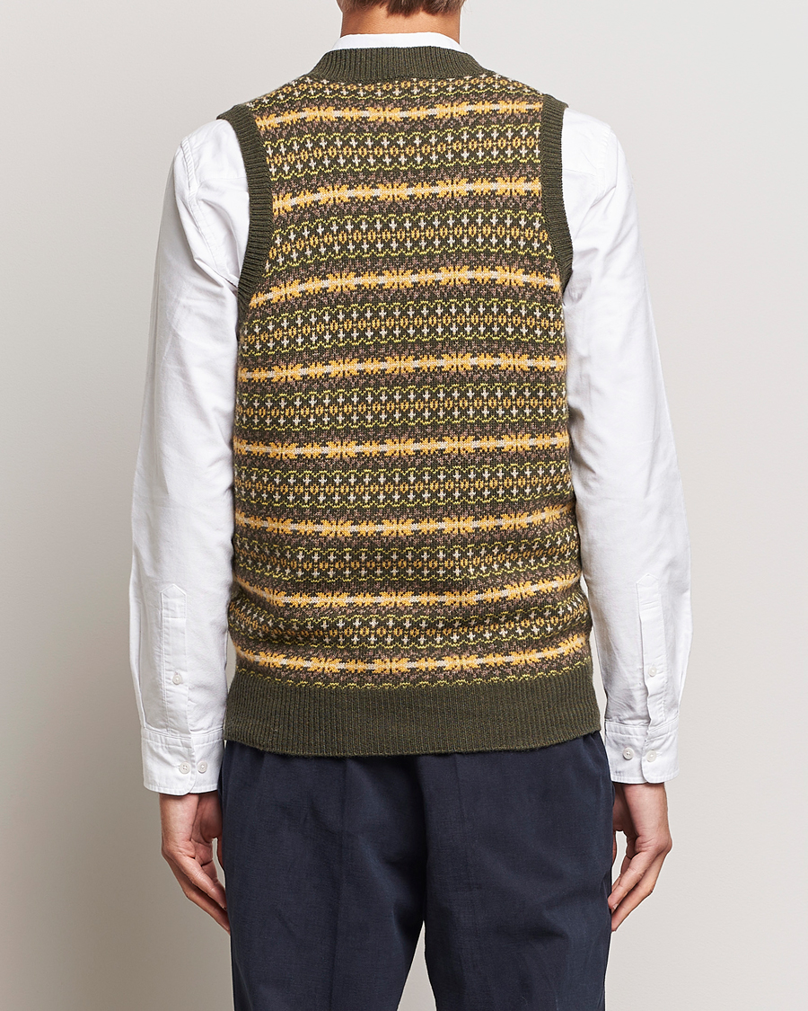 Herre | Gensere | Oscar Jacobson | Lucas Fairisle Wool/Cashmere Vest Green