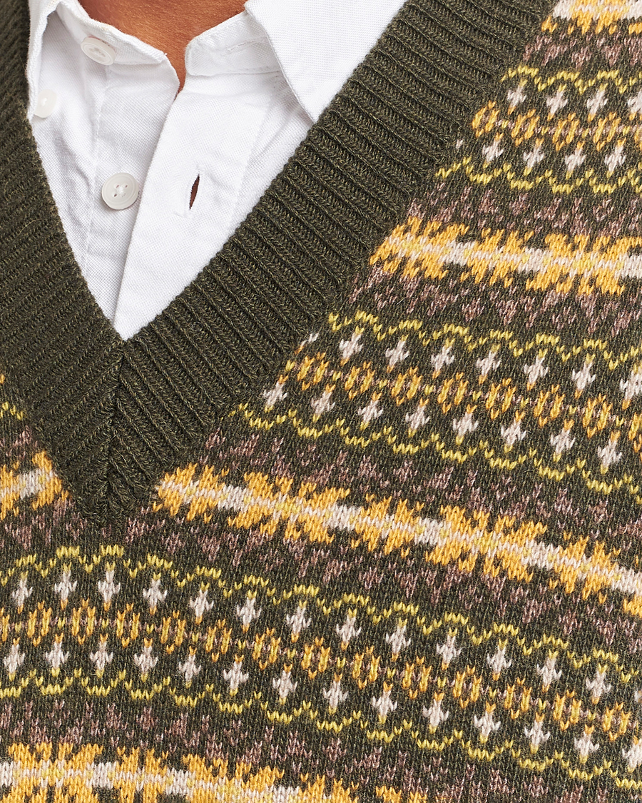 Herre | Gensere | Oscar Jacobson | Lucas Fairisle Wool/Cashmere Vest Green
